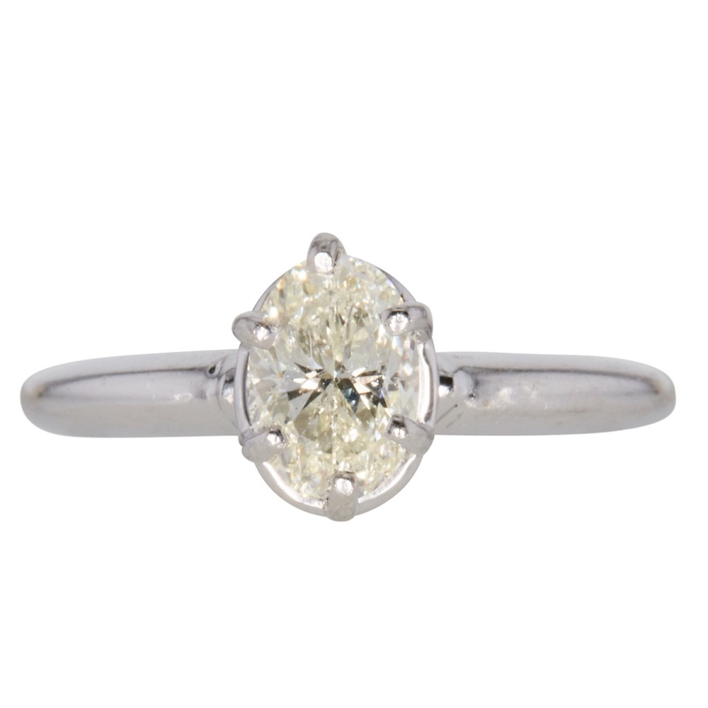 1CT Diamond Oval Wedding Ring 14karat White Gold